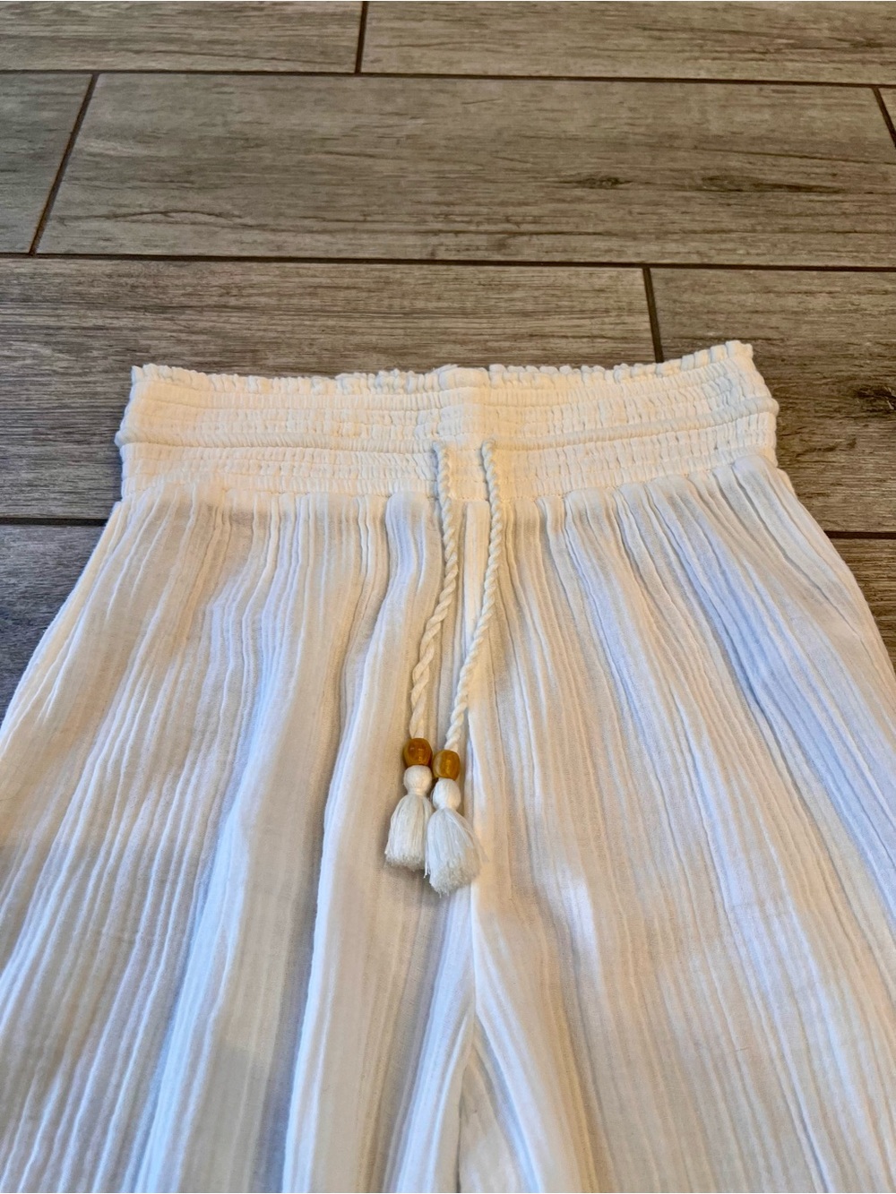 Abercrombie & Fitch White Gauze Beach Wide Leg Pants SMALL Boho Resort Coastal - Picture 3 of 8